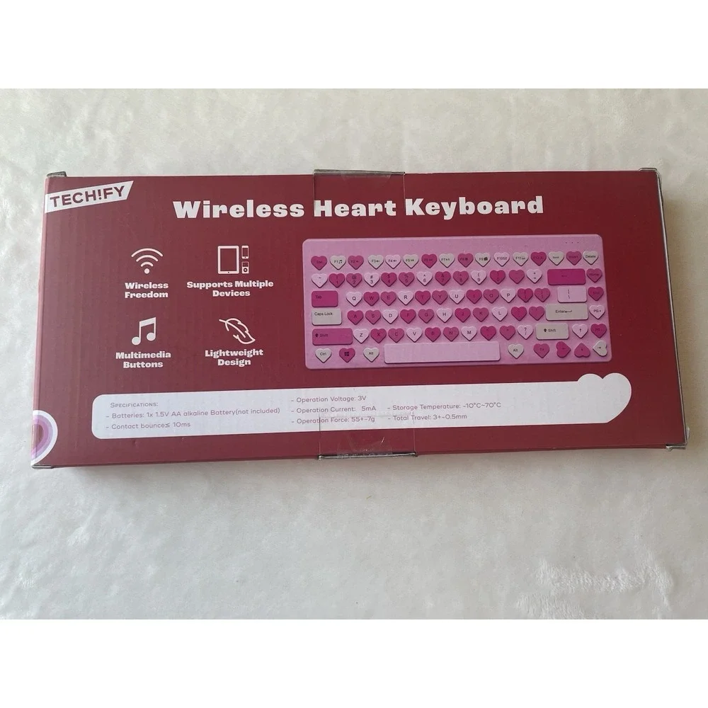 NEW Wireless Heart Keyboard - Pink Preppy Feminine Valentines Love Girly Pretty